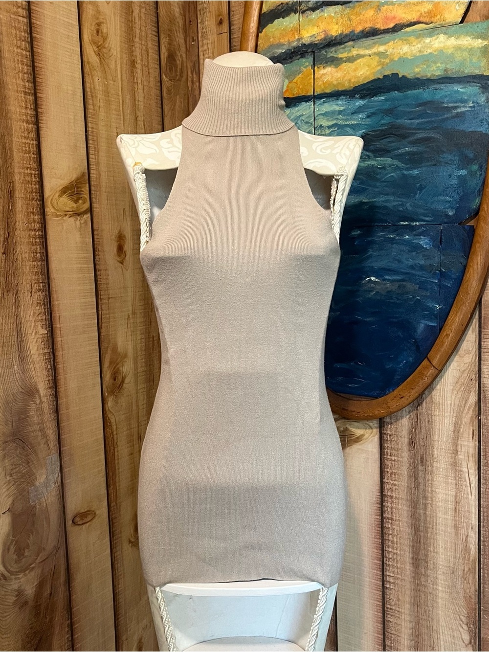 💋 Meshki Sleeveless Knit minidress in Taupe